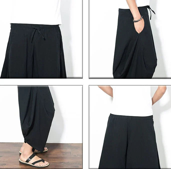 Wide Leg Linen Pants Japanese Harem