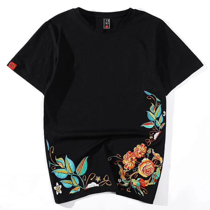 Summer Flowers Embroidery T-Shirt