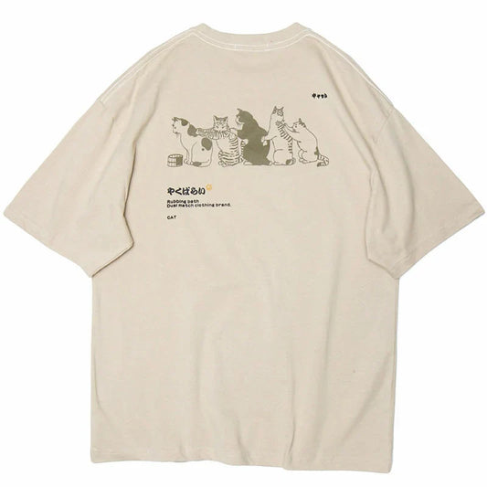 Retro Japanese Cat Bath T-Shirt