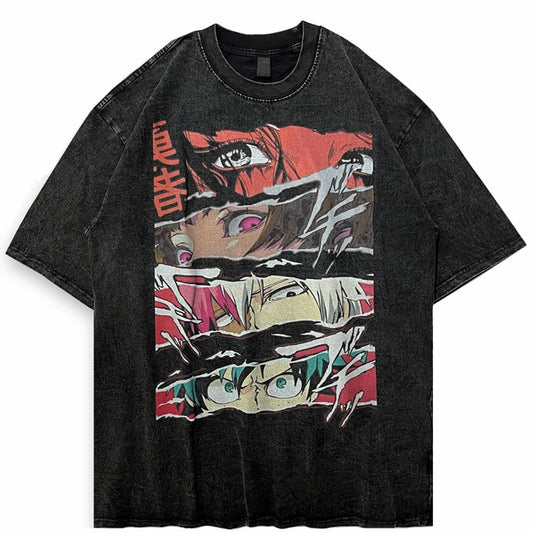 Washed Japanese Anime T-shirt Unisex