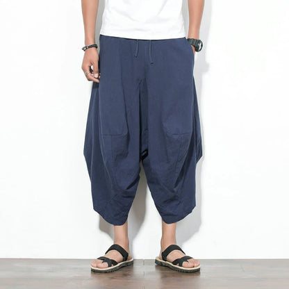 Wide Leg Linen Pants Japanese Harem