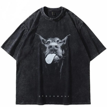 Washed T shirt Doberman Oversized