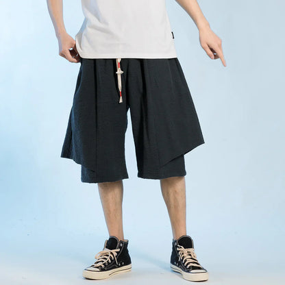 Japanese Retro Spliced Shorts