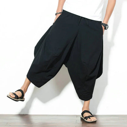 Wide Leg Linen Pants Japanese Harem