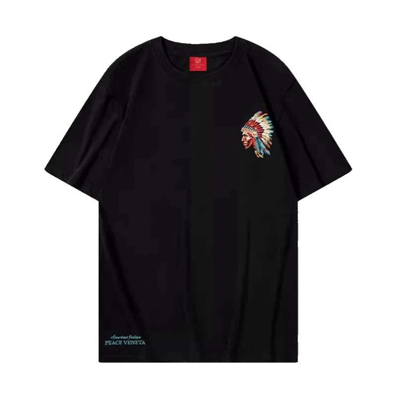 Reflective Heavy Embroidery Native American T-Shirt