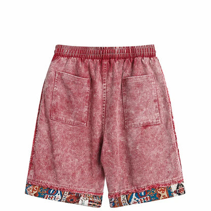 Retro Patchwork Cargo Denim Shorts