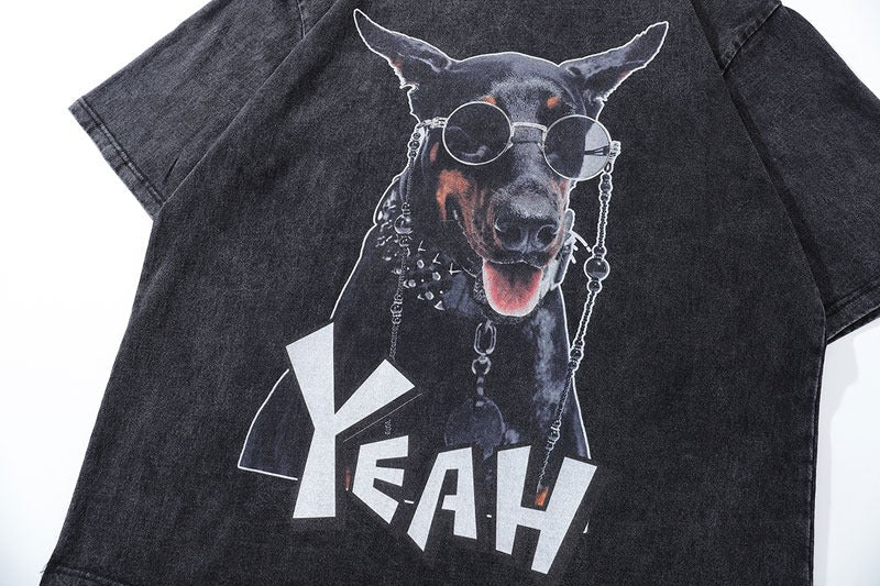 Washed Cool Doberman Oversized T-shirt