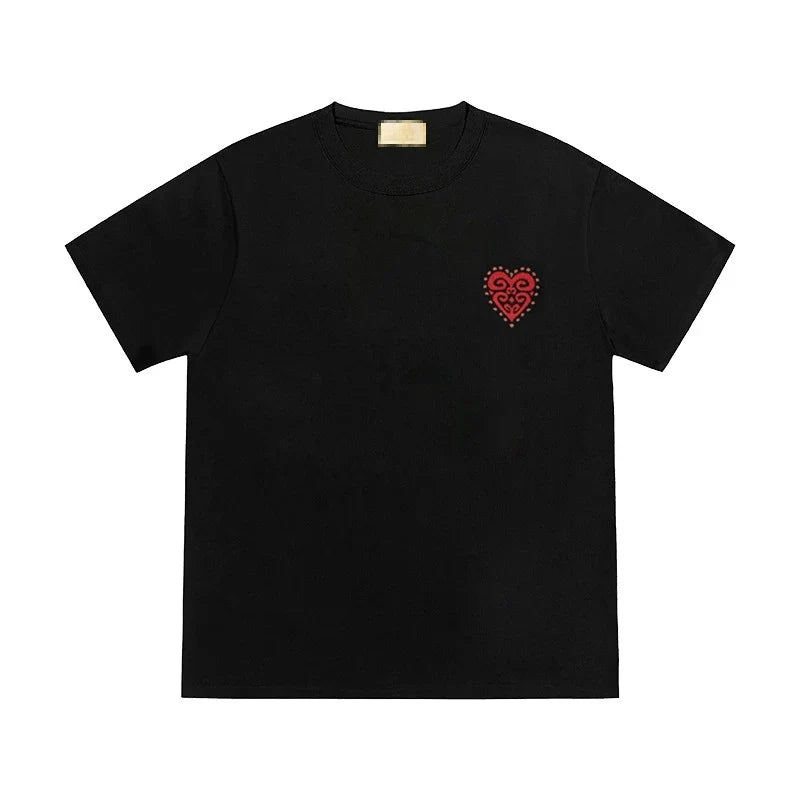 Embroidered Ethnic Hearts T-shirt, Japan Street Style (Unisex)