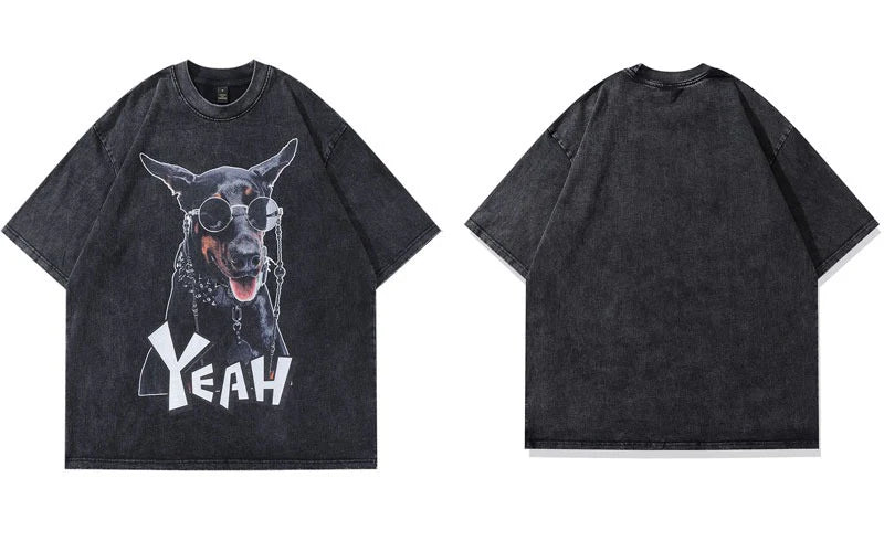 Washed Cool Doberman Oversized T-shirt