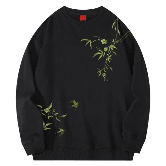 Embroidered Sakura Birds Sweatshirt