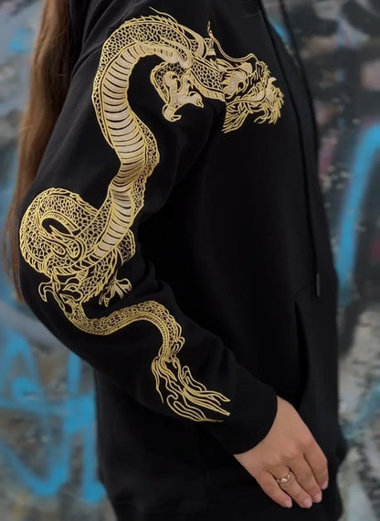 Golden Dragon Embroidery Unisex Hoodie