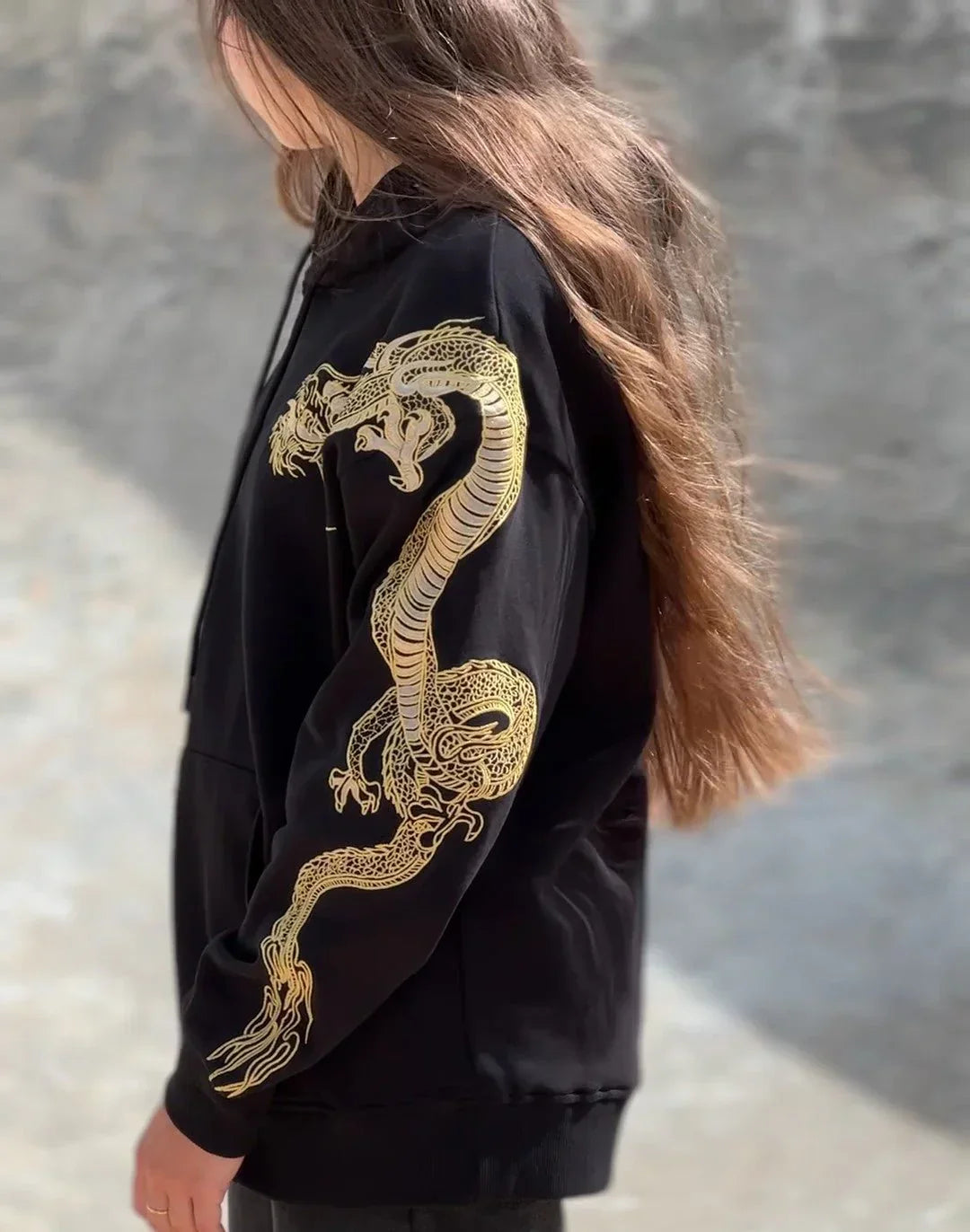 Golden Dragon Embroidery Unisex Hoodie