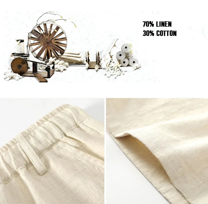 Casual Summer Linen Long Shorts - Men