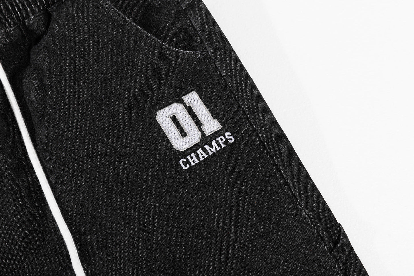 01 Champs Denim Embroidered Shorts