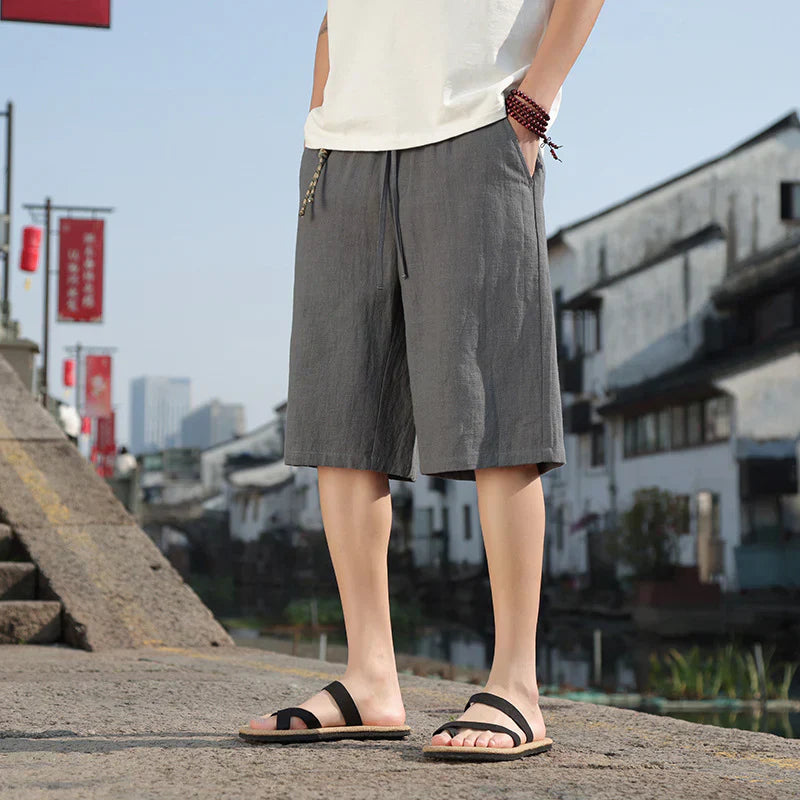 Casual Summer Linen Long Shorts - Men