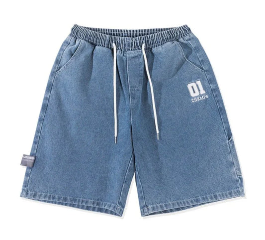 01 Champs Denim Embroidered Shorts