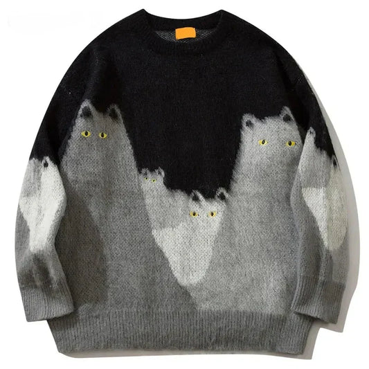 Harajuku Cats Knitted Sweater Unisex