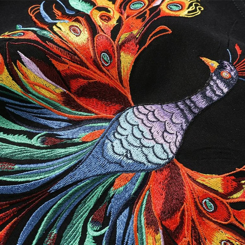 Peacock Embroidery T-Shirt