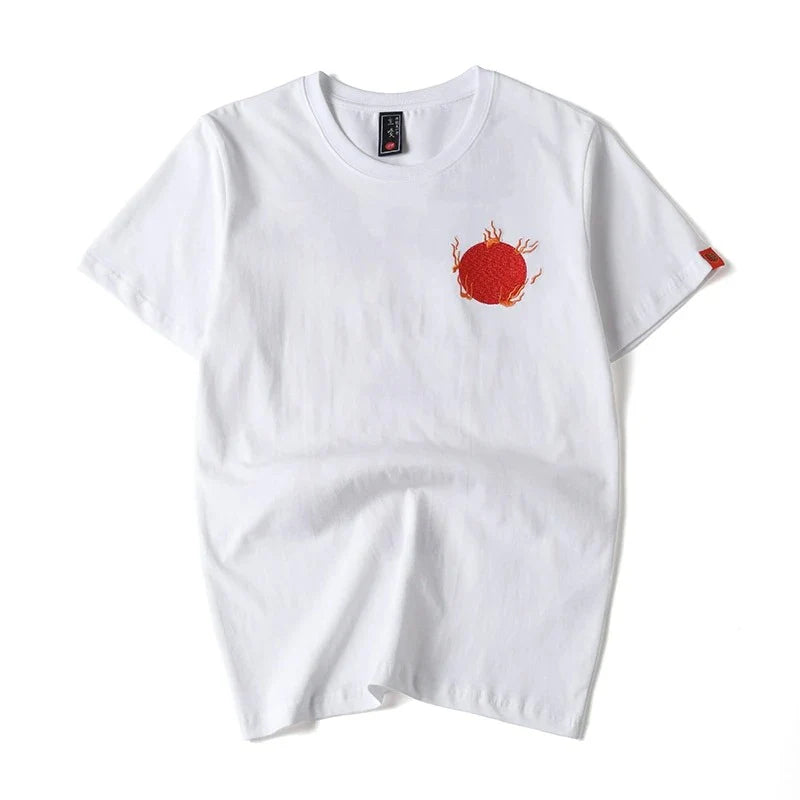 Embroidered Burning Phoenix T-shirt, Japan Street Style (Unisex)