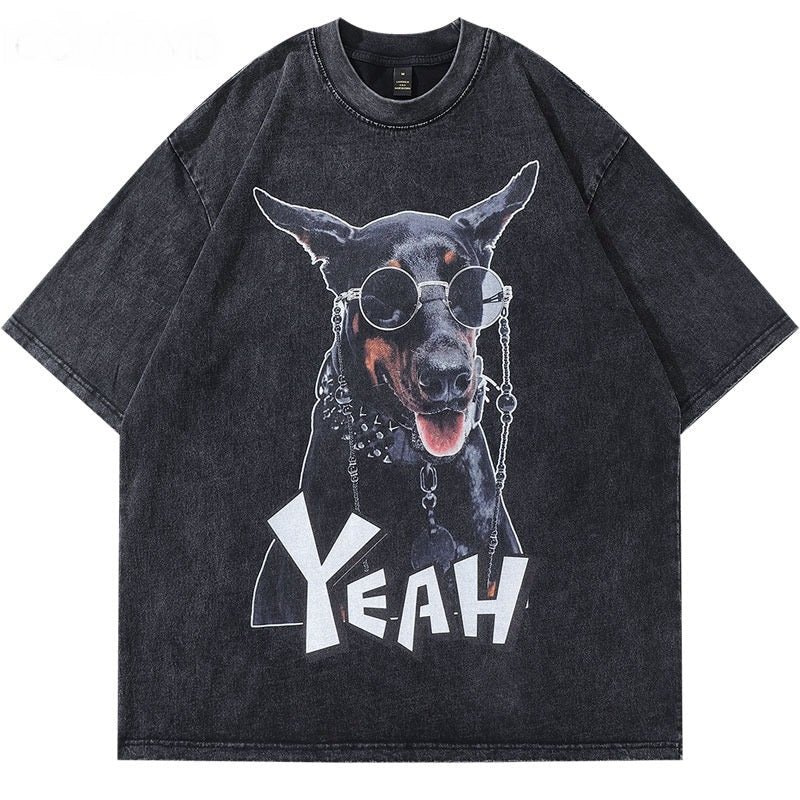 Washed Cool Doberman Oversized T-shirt