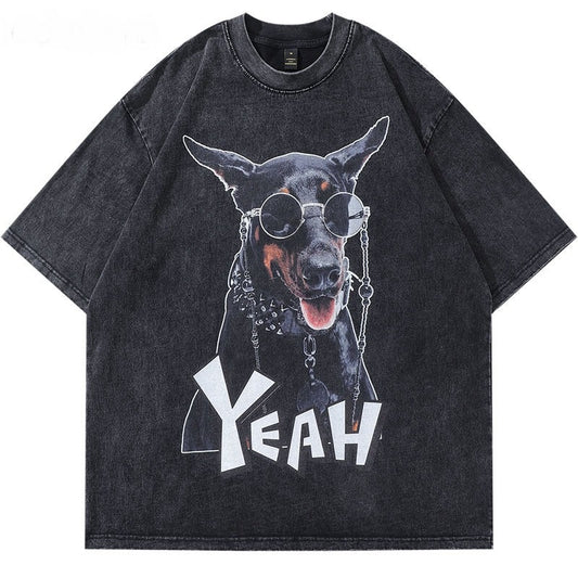 Washed Cool Doberman Oversized T-shirt