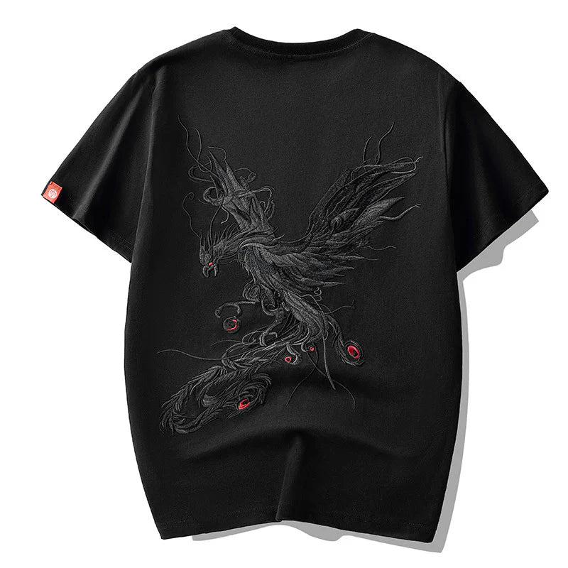 Phoenix Embroidery T Shirt Cotton