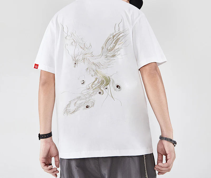 Phoenix Embroidery T Shirt Cotton