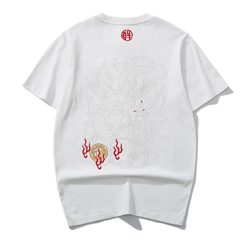 Dark Dragon Embroidery T-Shirt