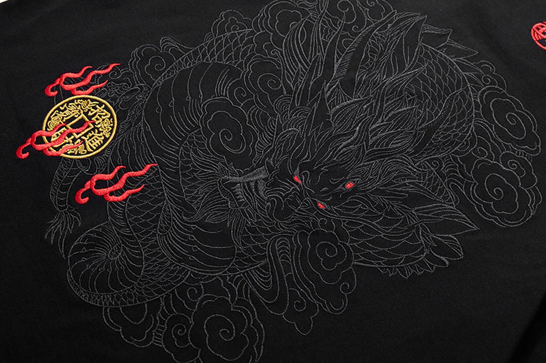 Dark Dragon Embroidery T-Shirt