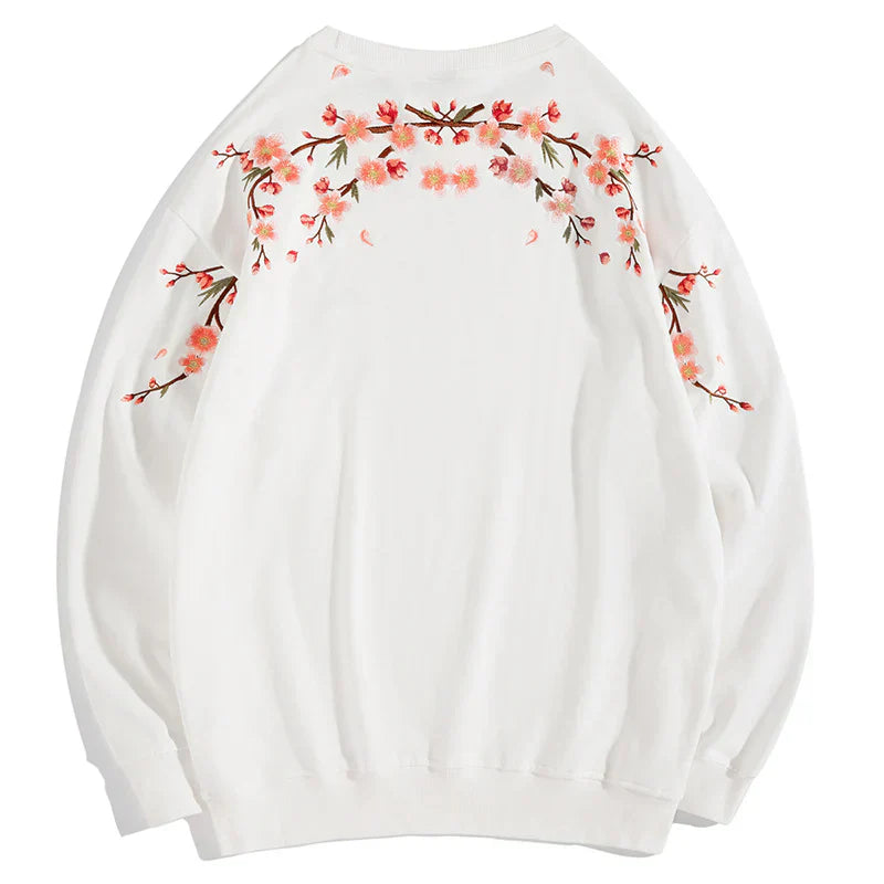 Embroidered Sakura Sweater, Japan Street Style (Unisex)