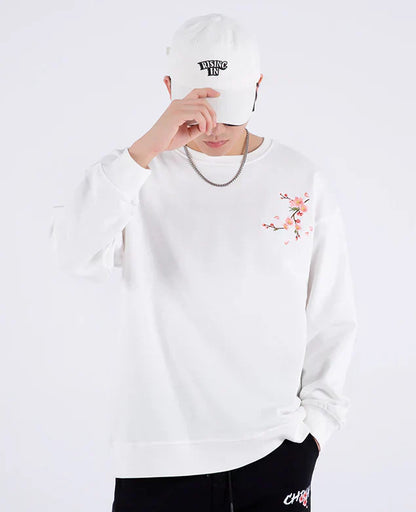 Embroidered Sakura Sweater, Japan Street Style (Unisex)