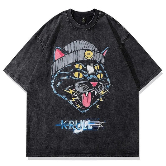 Street Cat T-shirt Graphic Unisex Oversize