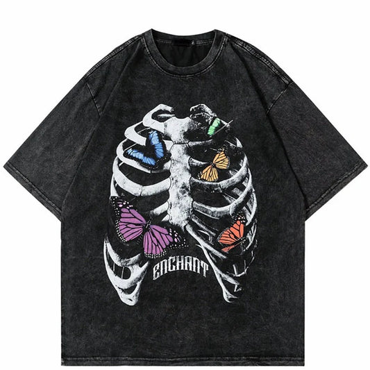 Washed Skeleton Ribcage T-Shirt, Unisex