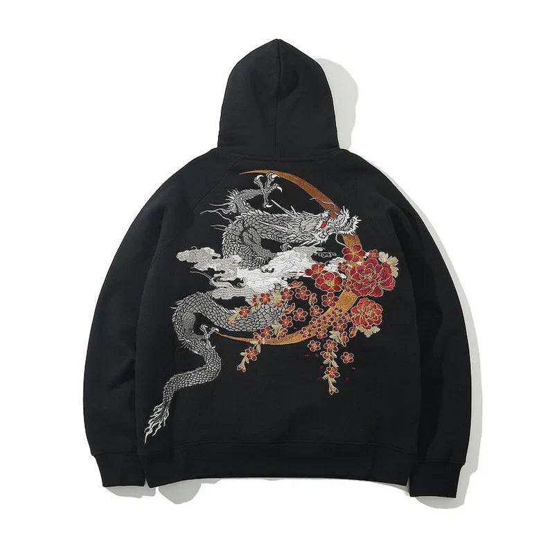 Sakura Dragon Embroidered Hoodie