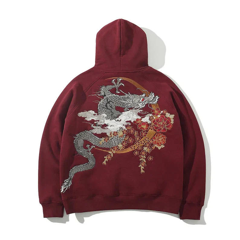 Sakura Dragon Embroidered Hoodie