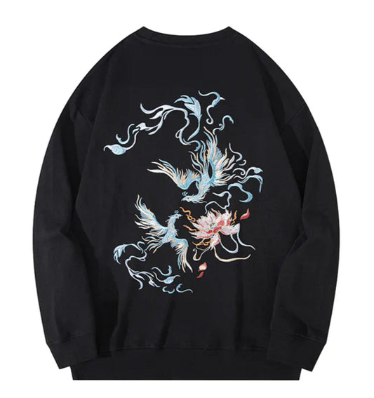 Embroidered Phoenix Sweater, Japan Street Style (Unisex)